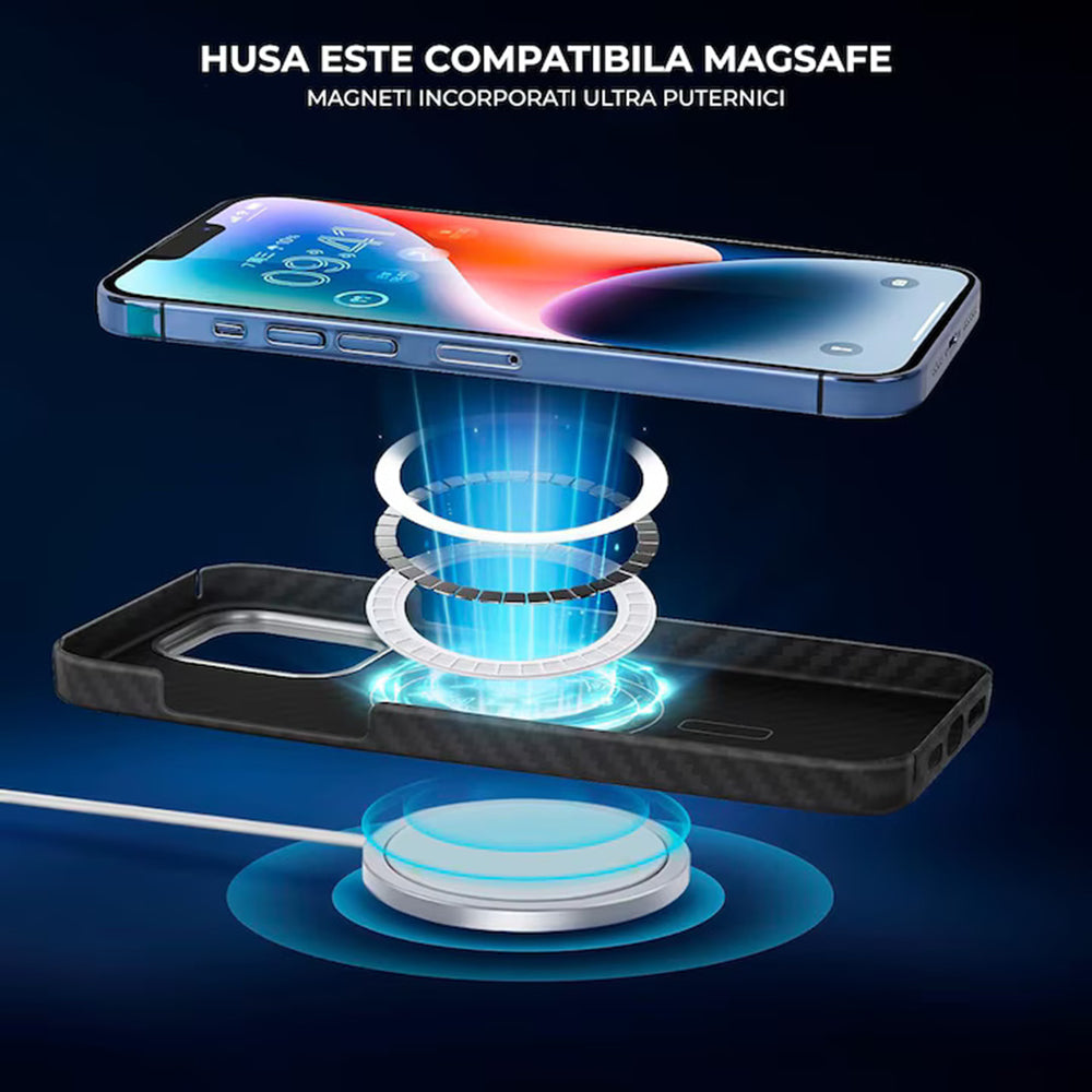 MagSafe-Hülle für Apple iPhone 18 Pro / 17 Pro, Techsuit, Aramidfaser, Schwarz