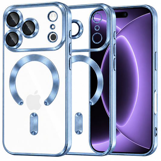 Coque MagSafe pour Apple iPhone 18 Pro / 17 Pro, Techsuit, Luxury Crystal, Bleu