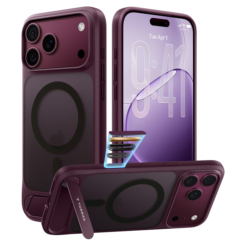 Coque MagSafe pour Apple iPhone 18 Pro / 17 Pro, Torras, Ostand L1 Guardian, Violet