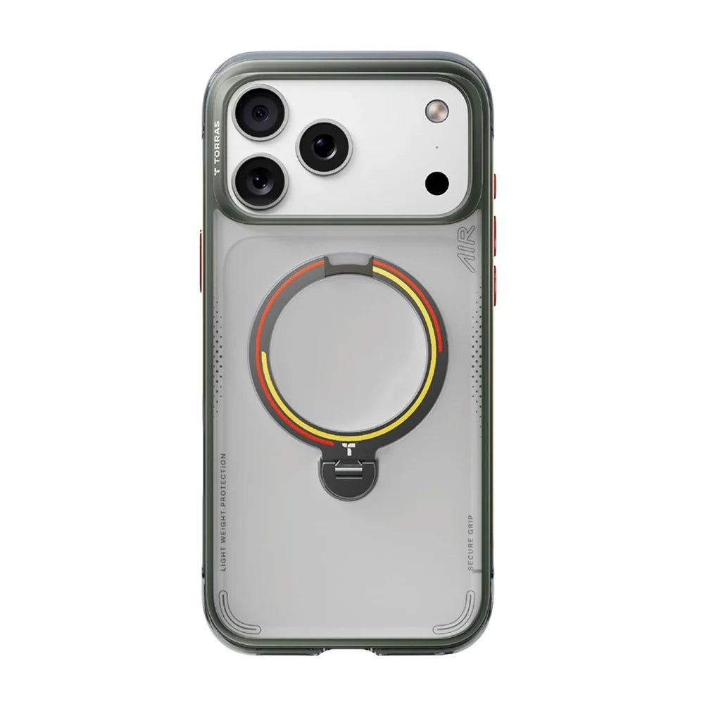 Coque MagSafe pour Apple iPhone 18 Pro / 17 Pro, Torras, Ostand Q3 Air Football, Gris