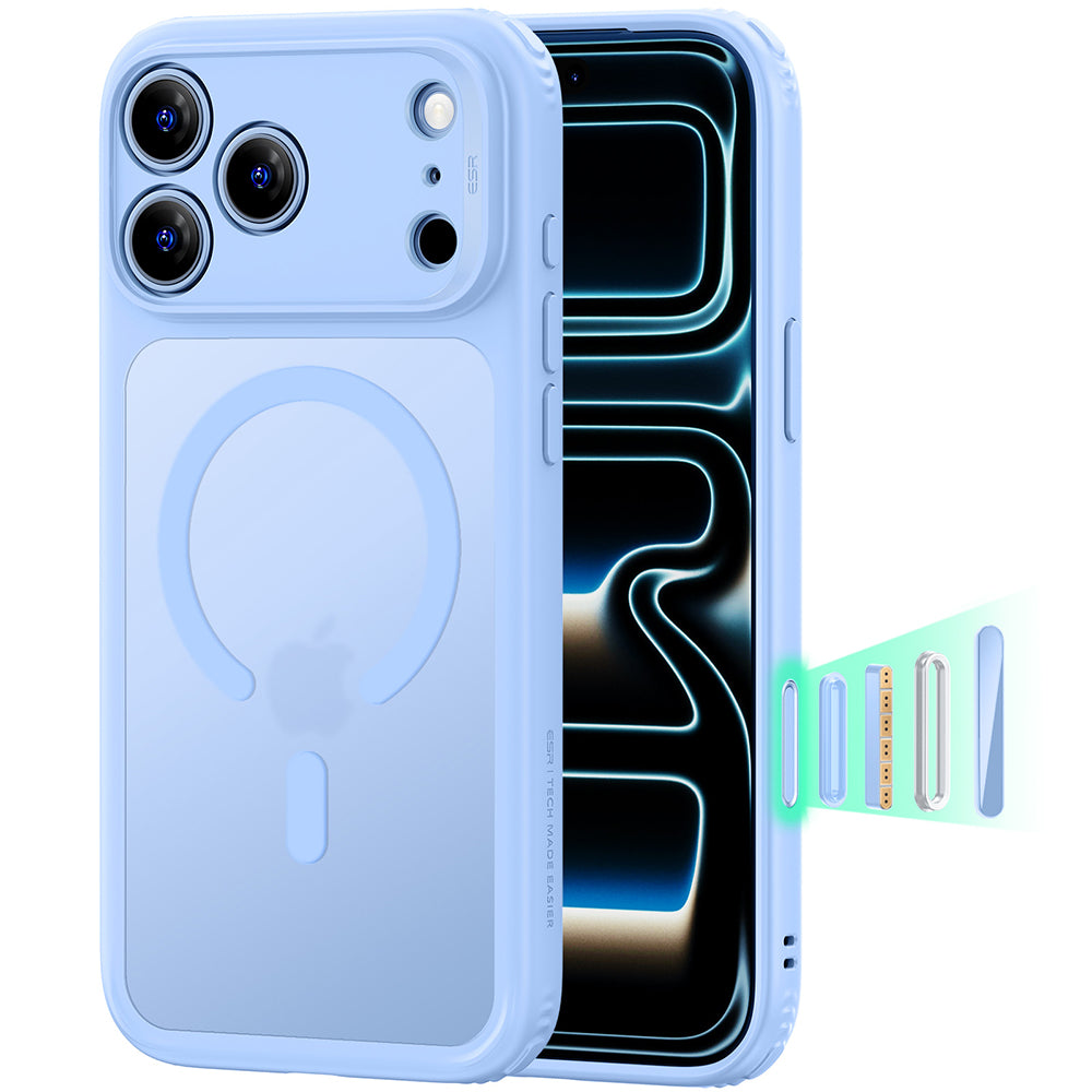 Coque MagSafe pour Apple iPhone 18 Pro, ESR, Classic Hybrid, Bleu Satiné