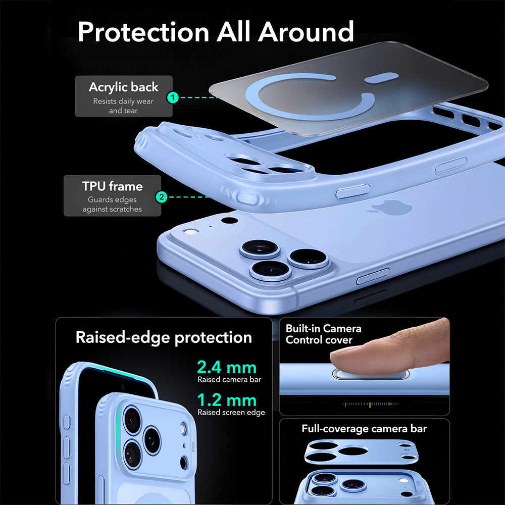 Coque MagSafe pour Apple iPhone 18 Pro, ESR, Classic Hybrid, Bleu Satiné