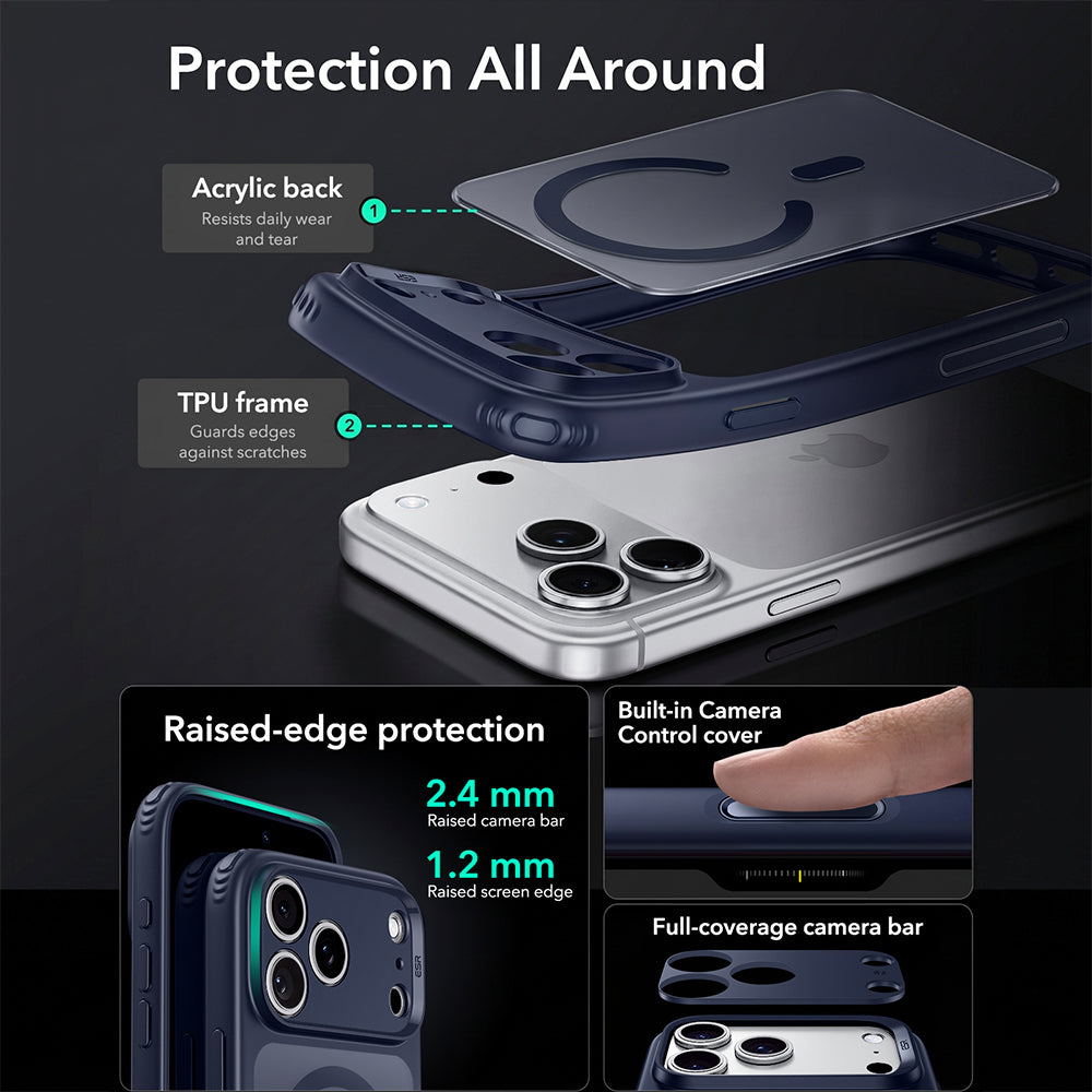 MagSafe-Hülle für Apple iPhone 18 Pro Max / 17 Pro Max, ESR, Classic Hybrid, Satin Blau
