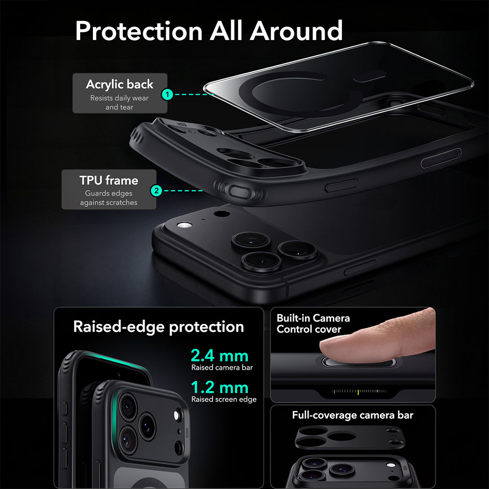 Coque MagSafe pour Apple iPhone 18 Pro Max / 17 Pro Max, ESR, Classic Hybrid, Noir Transparent
