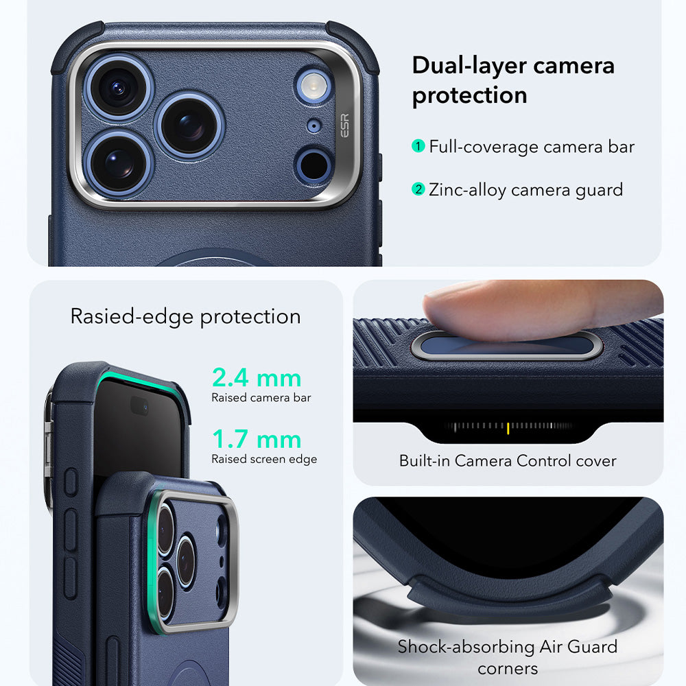 Coque MagSafe pour Apple iPhone 18 Pro Max / 17 Pro Max, ESR, Cyber Armor Kickstand, Bleue
