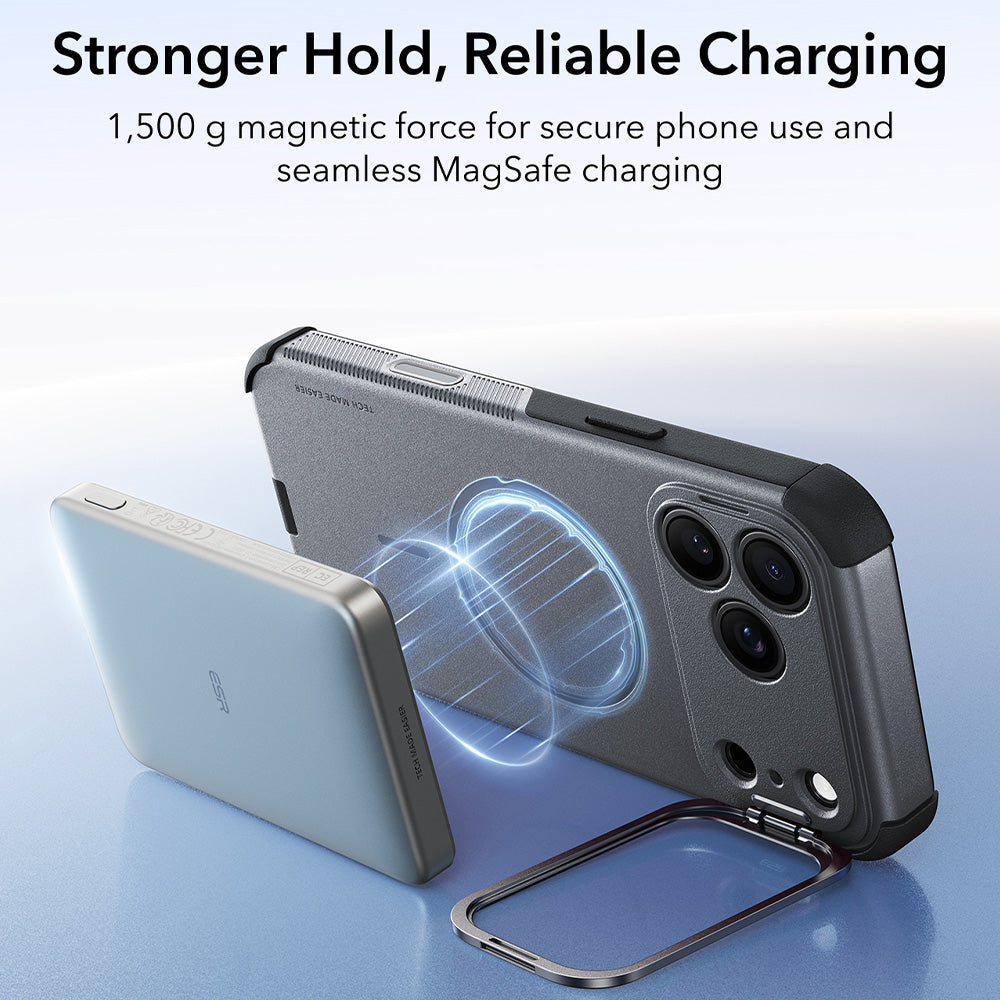 Coque MagSafe pour Apple iPhone 18 Pro Max / 17 Pro Max, ESR, Cyber Armor Kickstand, Gris
