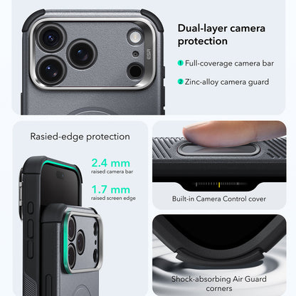 Coque MagSafe pour Apple iPhone 18 Pro Max / 17 Pro Max, ESR, Cyber Armor Kickstand, Gris