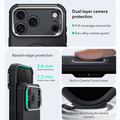 MagSafe-Hülle für Apple iPhone 18 Pro Max / 17 Pro Max, ESR, Cyber Armor Kickstand, Schwarz