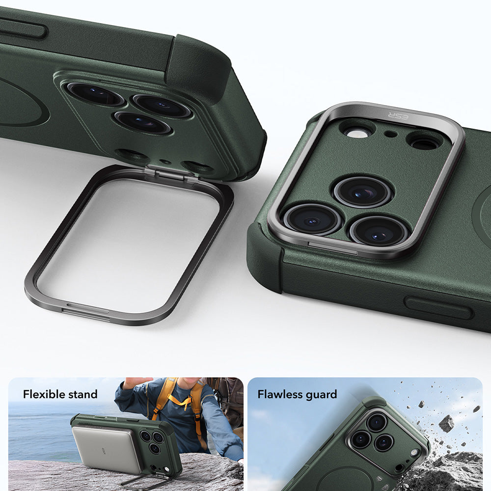 Coque MagSafe pour Apple iPhone 18 Pro Max / 17 Pro Max, ESR, Cyber Armor Kickstand, Vert