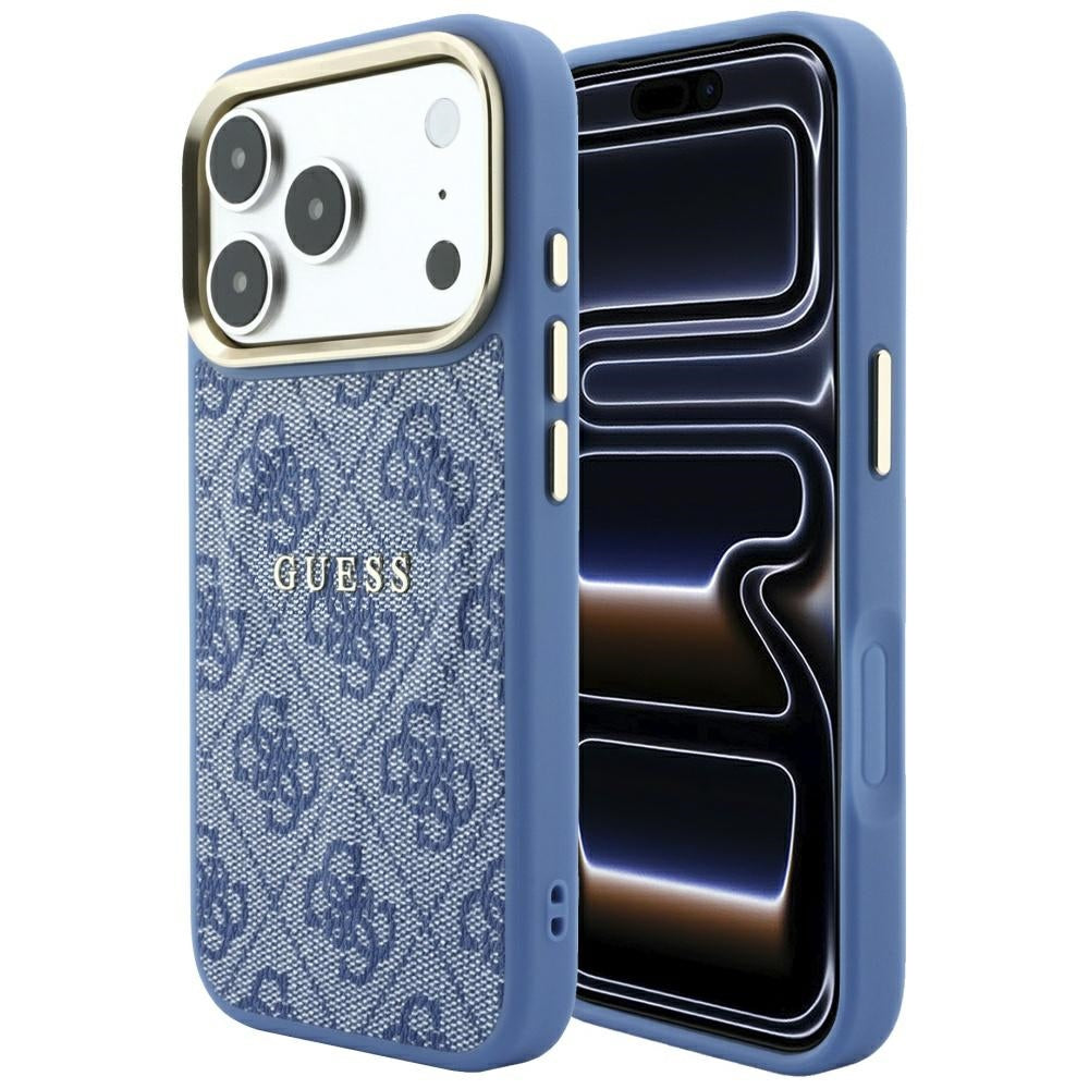 Coque MagSafe pour Apple iPhone 18 Pro Max / 17 Pro Max, Guess, 4G Embossed Classic, Bleue
