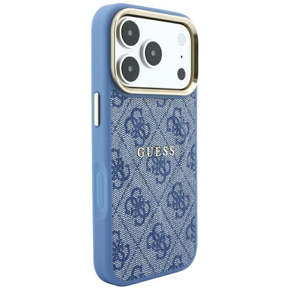 Coque MagSafe pour Apple iPhone 18 Pro Max / 17 Pro Max, Guess, 4G Embossed Classic, Bleue