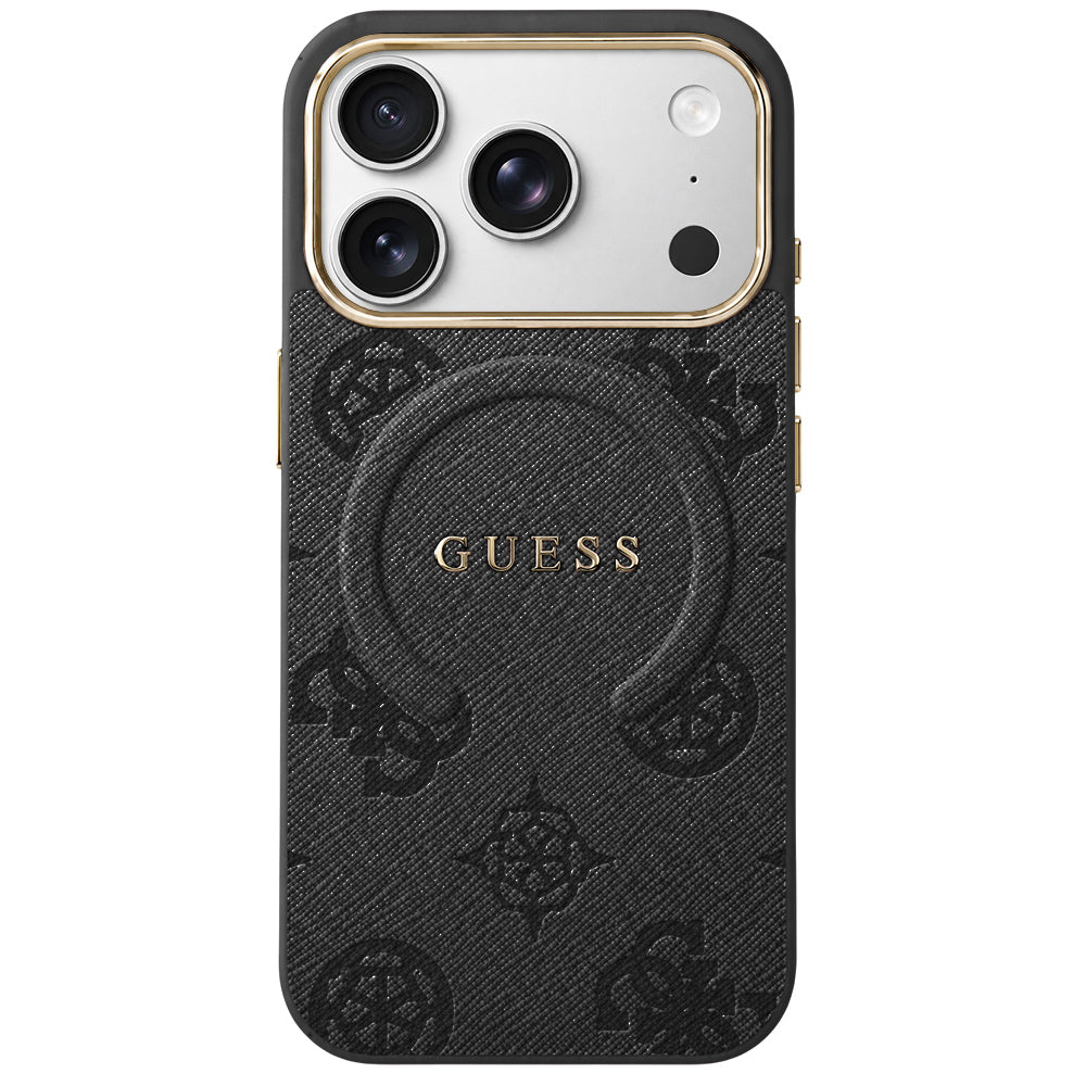 Coque MagSafe pour Apple iPhone 18 Pro Max / 17 Pro Max, Guess, Logo Classique 4G en Relief, Noire