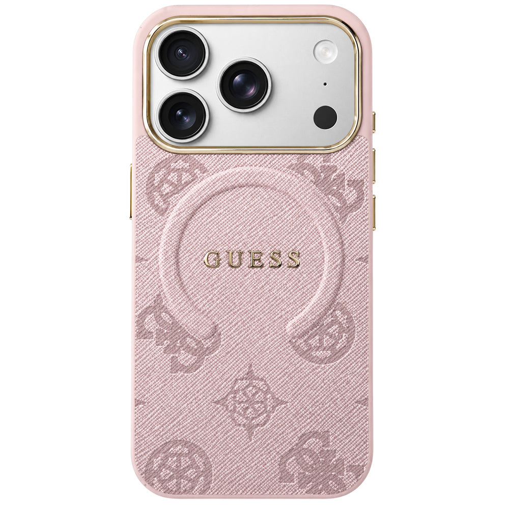 Coque MagSafe pour Apple iPhone 18 Pro Max / 17 Pro Max, Guess, Logo Classique 4G en Relief, Rose