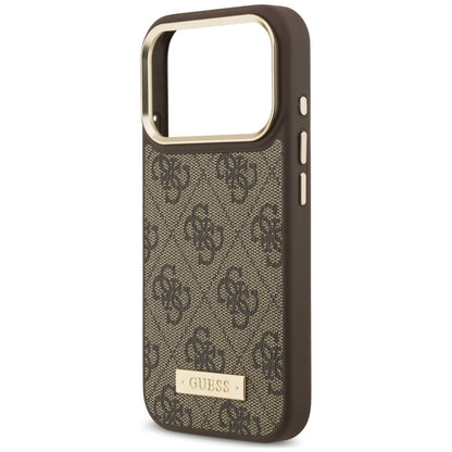 Coque MagSafe pour Apple iPhone 18 Pro Max / 17 Pro Max, Guess, plaque logo 4G, marron