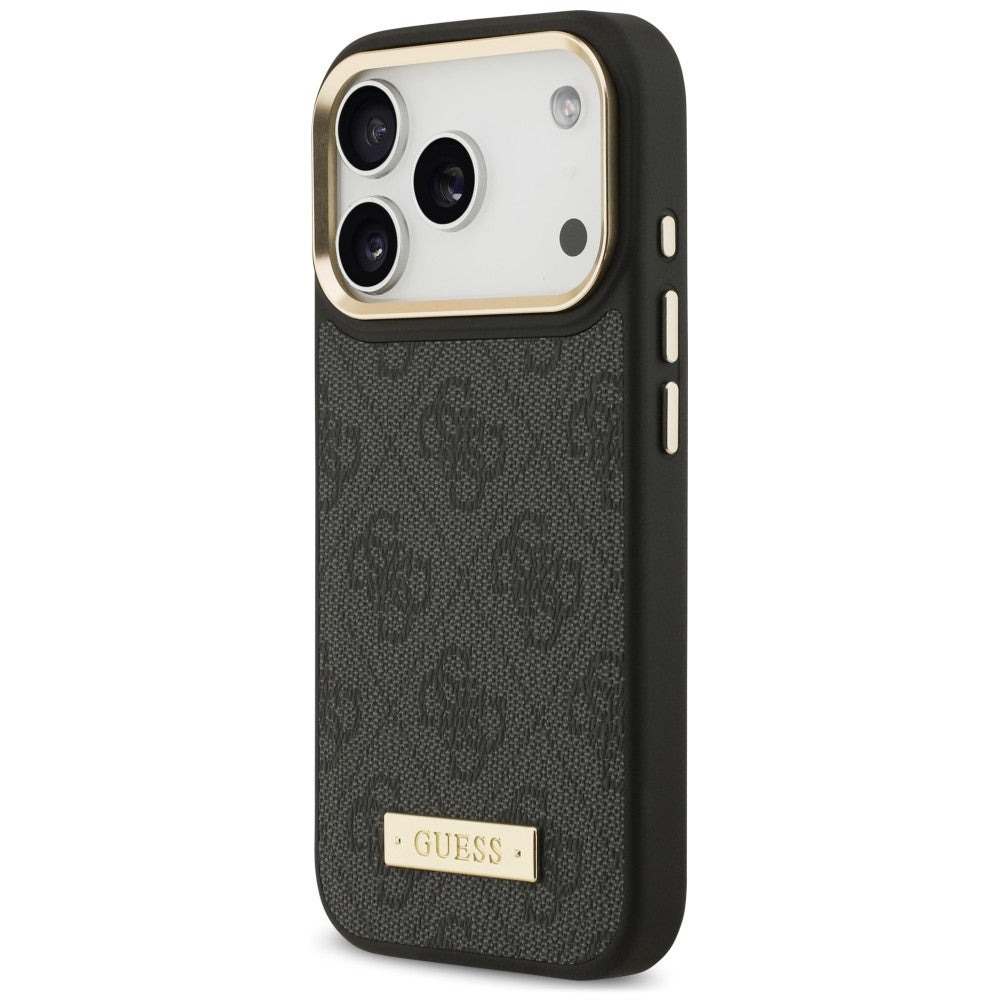 Coque MagSafe pour Apple iPhone 18 Pro Max / 17 Pro Max, Guess, plaque logo 4G, noire