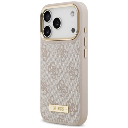 Coque MagSafe pour Apple iPhone 18 Pro Max / 17 Pro Max, Guess, plaque logo 4G, rose