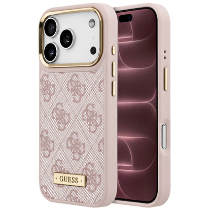 Coque MagSafe pour Apple iPhone 18 Pro Max / 17 Pro Max, Guess, plaque logo 4G, rose