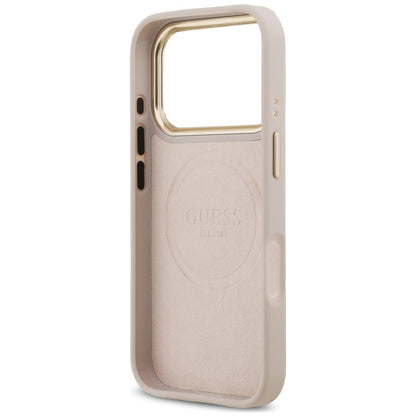 Coque MagSafe pour Apple iPhone 18 Pro Max / 17 Pro Max, Guess, plaque logo 4G, rose