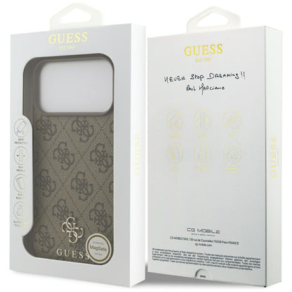 Coque MagSafe pour Apple iPhone 18 Pro Max / 17 Pro Max, Guess, 4G Small and Classic, Marron