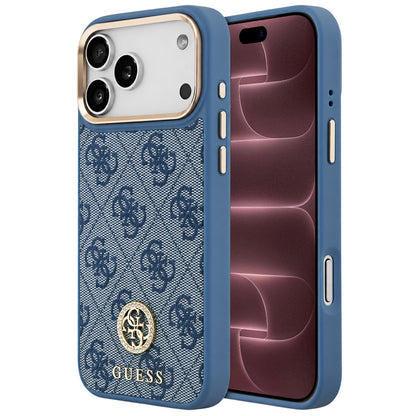 Coque MagSafe pour Apple iPhone 18 Pro Max / 17 Pro Max, Guess, logo 4G strass, bleue
