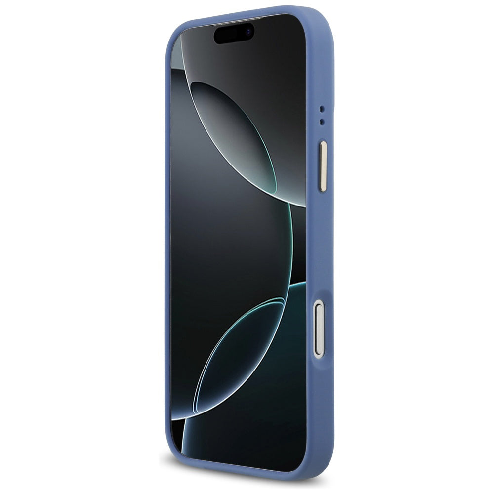 Coque MagSafe pour Apple iPhone 18 Pro Max / 17 Pro Max, Guess, logo 4G strass, bleue