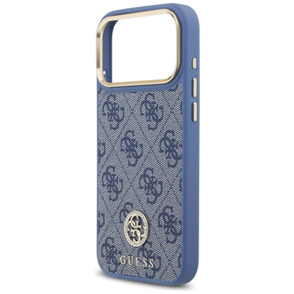 Coque MagSafe pour Apple iPhone 18 Pro Max / 17 Pro Max, Guess, logo 4G strass, bleue