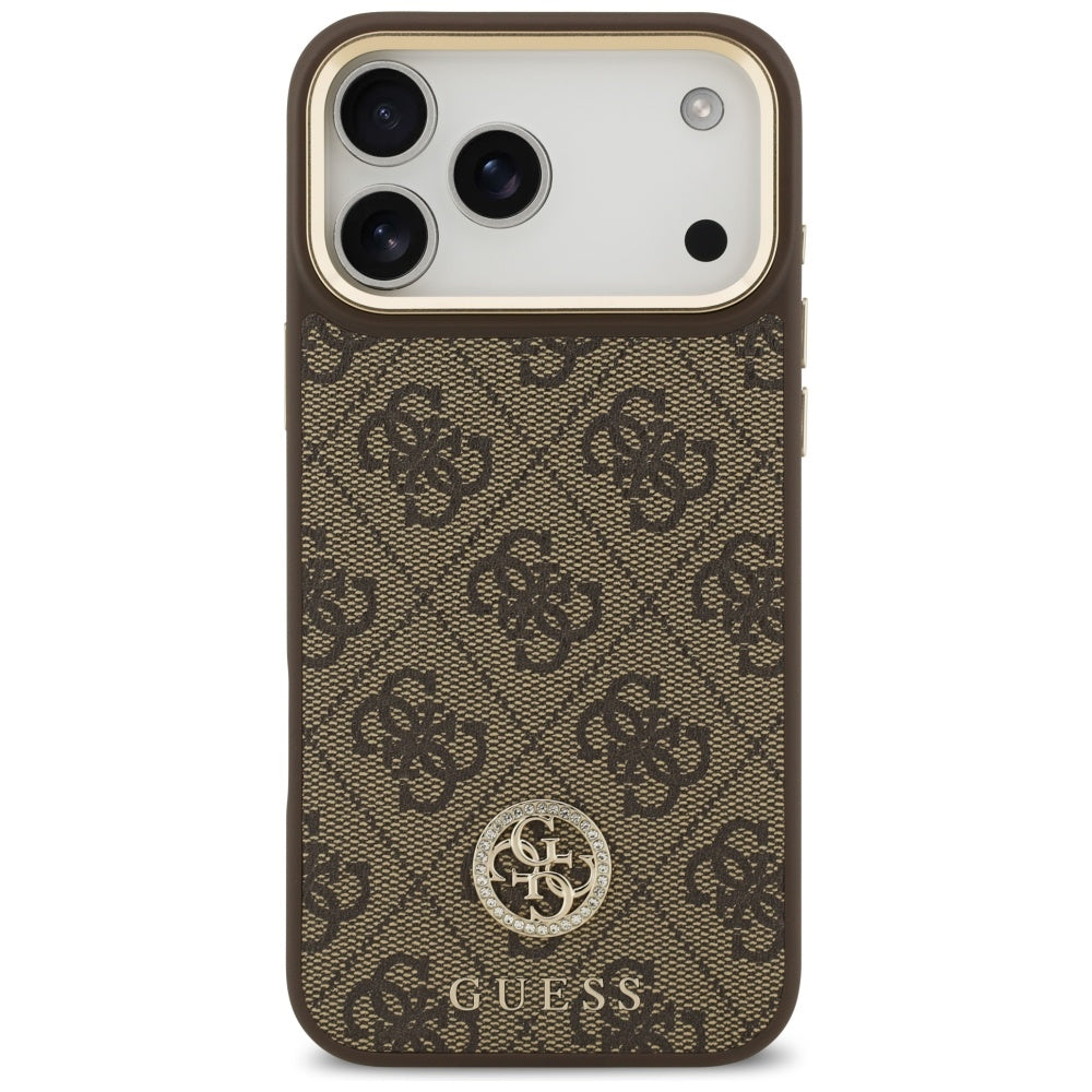 MagSafe-Hülle für Apple iPhone 18 Pro Max / 17 Pro Max, Guess, 4G Strass Logo, Braun