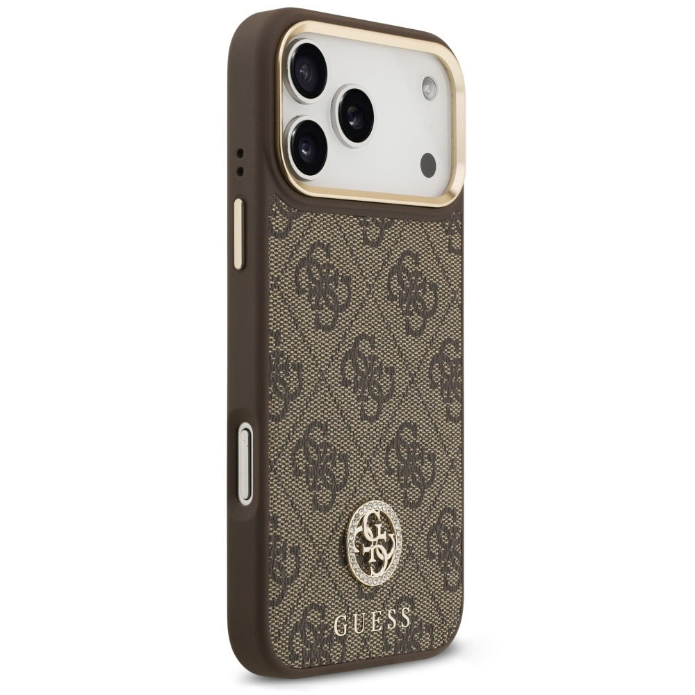 MagSafe-Hülle für Apple iPhone 18 Pro Max / 17 Pro Max, Guess, 4G Strass Logo, Braun