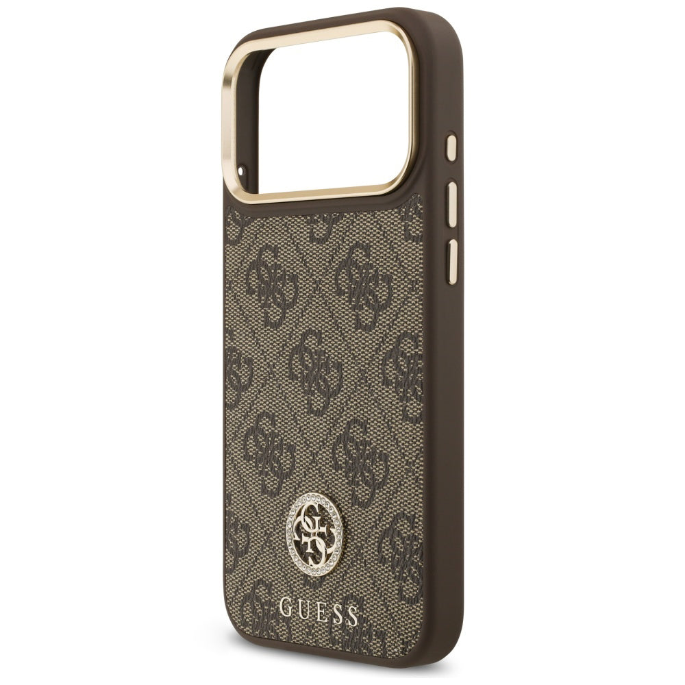 MagSafe-Hülle für Apple iPhone 18 Pro Max / 17 Pro Max, Guess, 4G Strass Logo, Braun