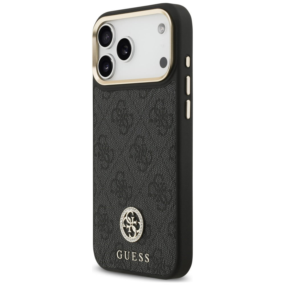 Coque MagSafe pour Apple iPhone 18 Pro Max / 17 Pro Max, Guess, logo 4G strass, noire