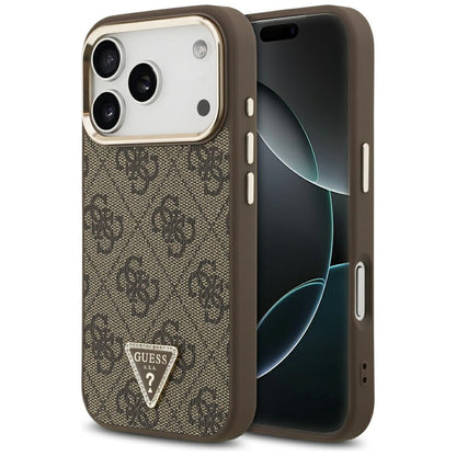 Coque MagSafe pour Apple iPhone 18 Pro Max / 17 Pro Max, Guess, Logo Triangle 4G, Marron