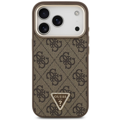 Coque MagSafe pour Apple iPhone 18 Pro Max / 17 Pro Max, Guess, Logo Triangle 4G, Marron