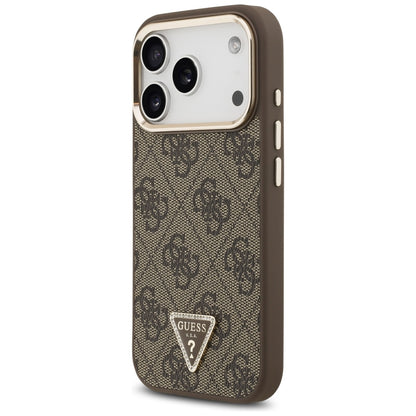Coque MagSafe pour Apple iPhone 18 Pro Max / 17 Pro Max, Guess, Logo Triangle 4G, Marron