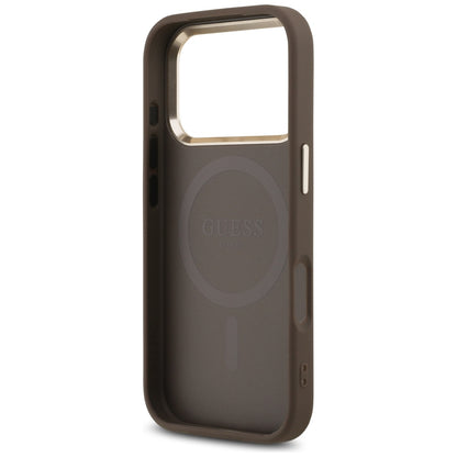 Coque MagSafe pour Apple iPhone 18 Pro Max / 17 Pro Max, Guess, Logo Triangle 4G, Marron