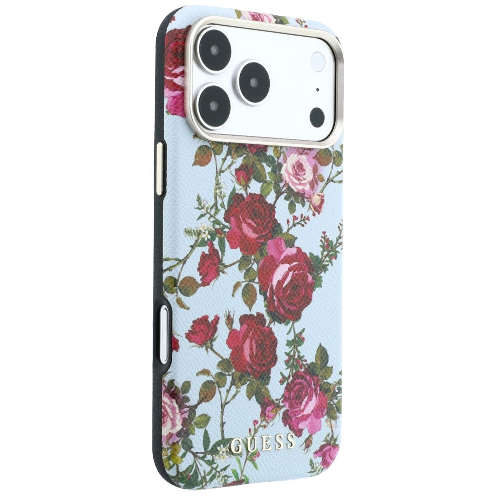 MagSafe-Hülle für Apple iPhone 18 Pro Max / 17 Pro Max, Guess, Blossom Roses Print, Bleu