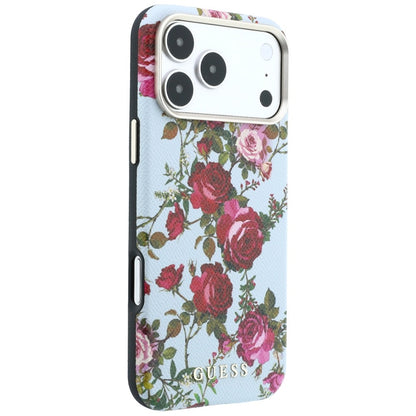 MagSafe-Hülle für Apple iPhone 18 Pro Max / 17 Pro Max, Guess, Blossom Roses Print, Bleu