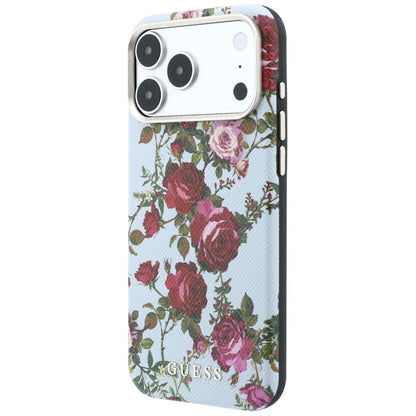 MagSafe-Hülle für Apple iPhone 18 Pro Max / 17 Pro Max, Guess, Blossom Roses Print, Bleu