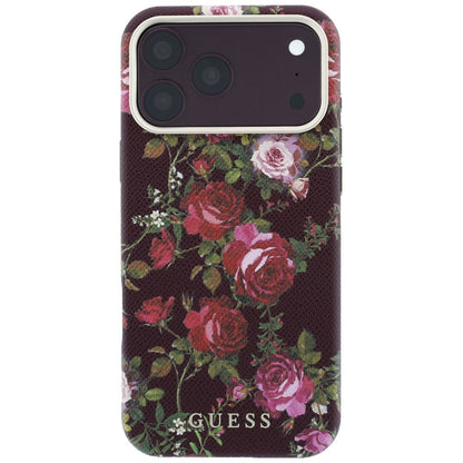 Coque MagSafe pour Apple iPhone 18 Pro Max / 17 Pro Max, Guess, Blossom Roses Print, bordeaux