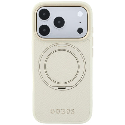 MagSafe-Hülle für Apple iPhone 18 Pro Max / 17 Pro Max, Guess, Grained Ring Stand 360 Classic, Beige