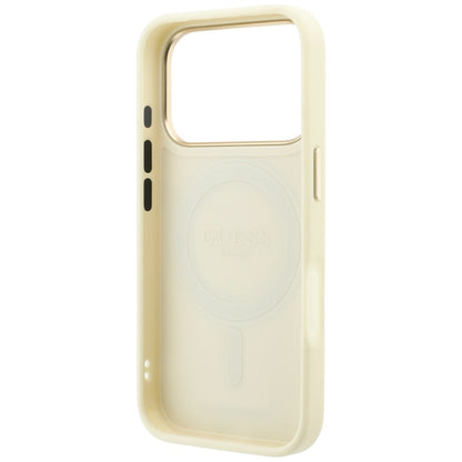 MagSafe-Hülle für Apple iPhone 18 Pro Max / 17 Pro Max, Guess, Grained Ring Stand 360 Classic, Beige