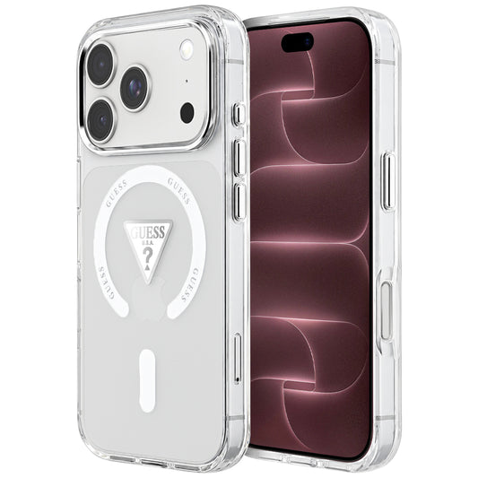 Coque MagSafe pour Apple iPhone 18 Pro Max / 17 Pro Max, Guess, IML Gradient Triangle Logo, transparente