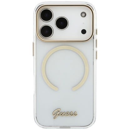 MagSafe-Hülle für Apple iPhone 18 Pro Max / 17 Pro Max, Guess, IML Script Metal, transparent