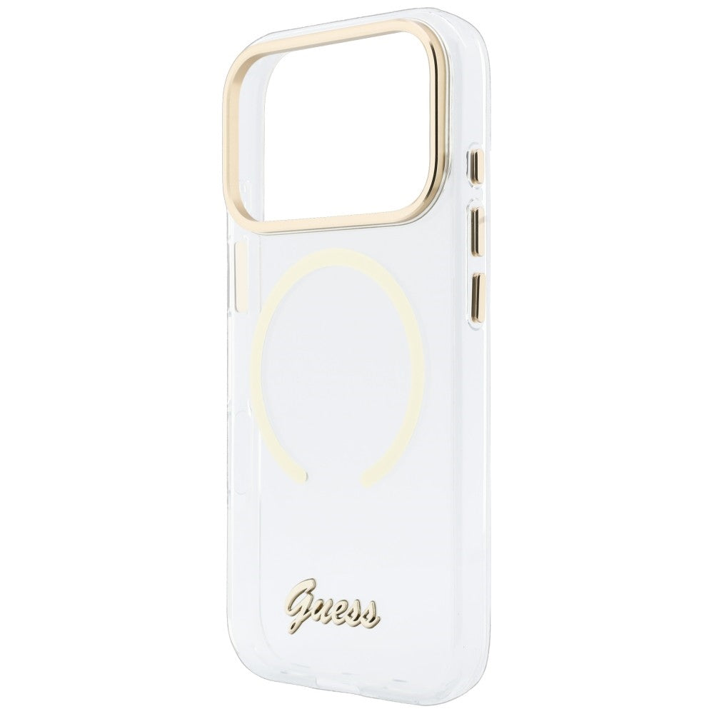 MagSafe-Hülle für Apple iPhone 18 Pro Max / 17 Pro Max, Guess, IML Script Metal, transparent