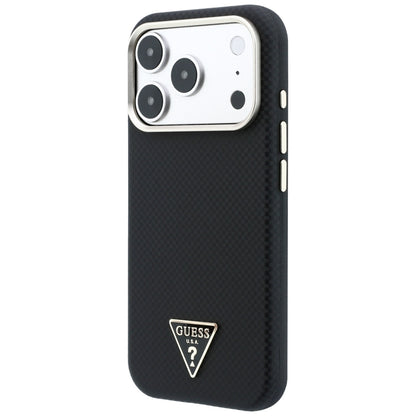 Coque MagSafe pour Apple iPhone 18 Pro Max / 17 Pro Max, Guess, Logo Triangle Kevlar, Noire