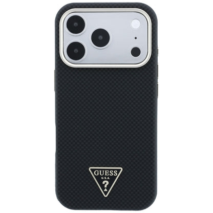 Coque MagSafe pour Apple iPhone 18 Pro Max / 17 Pro Max, Guess, Logo Triangle Kevlar, Noire