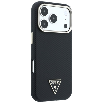Coque MagSafe pour Apple iPhone 18 Pro Max / 17 Pro Max, Guess, Logo Triangle Kevlar, Noire