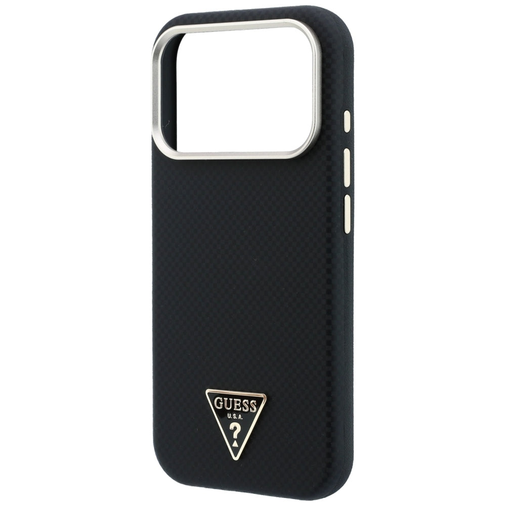 Coque MagSafe pour Apple iPhone 18 Pro Max / 17 Pro Max, Guess, Logo Triangle Kevlar, Noire