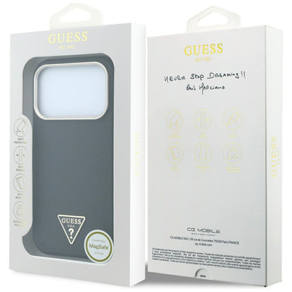Coque MagSafe pour Apple iPhone 18 Pro Max / 17 Pro Max, Guess, Logo Triangle Kevlar, Noire