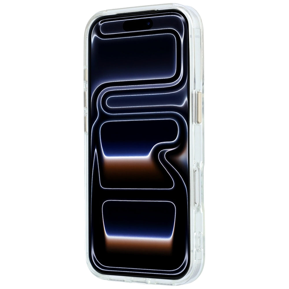 MagSafe-Hülle für Apple iPhone 18 Pro Max / 17 Pro Max, Guess, Ring Stand Script Metall-Logo, Transparent