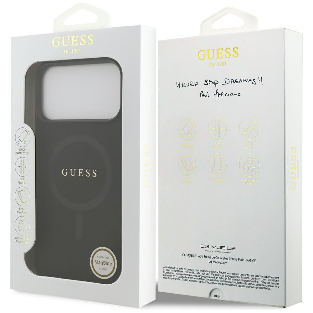 Coque MagSafe pour Apple iPhone 18 Pro Max / 17 Pro Max, Guess, Saffiano, Noire